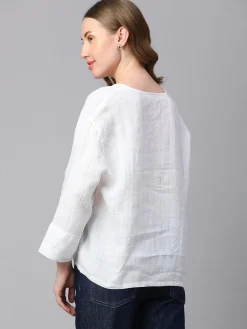 Women Cottonworld Tops & Shirts | Tops & Shirts^Women's 100% Linen Boxy Fit Blouse