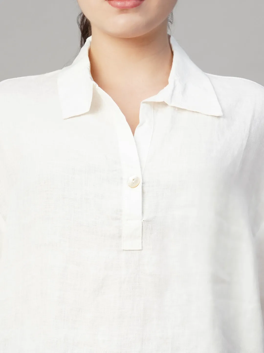 Women Cottonworld Tops & Shirts | Tops & Shirts^Women's 100% Linen Boxy Fit Blouse