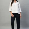 Women Cottonworld Tops & Shirts | Tops & Shirts^Women's 100% Linen Regular Fit Blouse