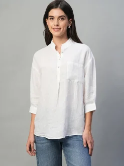 Women Cottonworld Tops & Shirts | Tops & Shirts^Women's 100% Linen Regular Fit Blouse