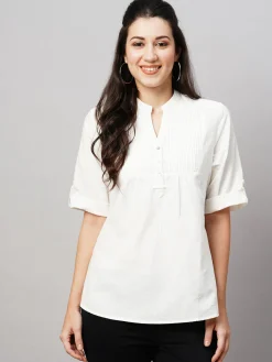 Women Cottonworld Tops & Shirts | Tops & Shirts^Women's 100% Linen Regular Fit Blouse