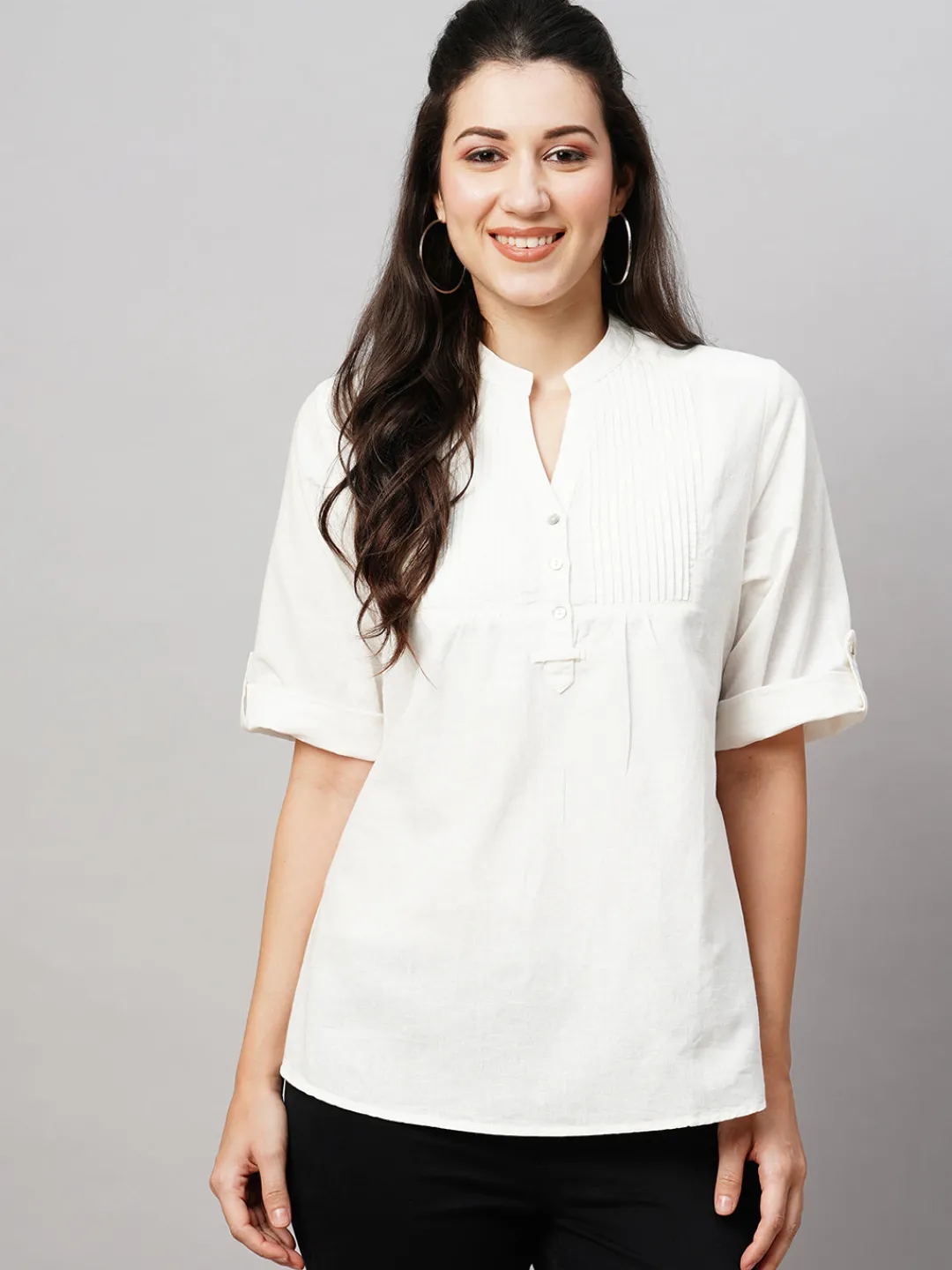 Women Cottonworld Tops & Shirts | Tops & Shirts^Women's 100% Linen Regular Fit Blouse