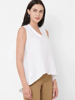 Women Cottonworld Tops & Shirts | Tops & Shirts^Women's 100% Linen Regular Fit Blouse