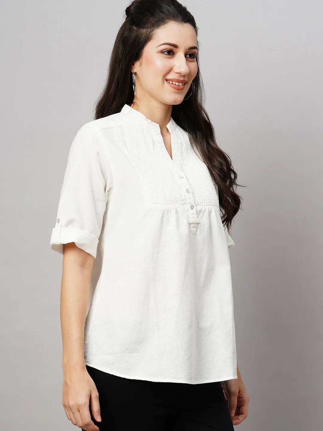 Women Cottonworld Tops & Shirts | Tops & Shirts^Women's 100% Linen Regular Fit Blouse