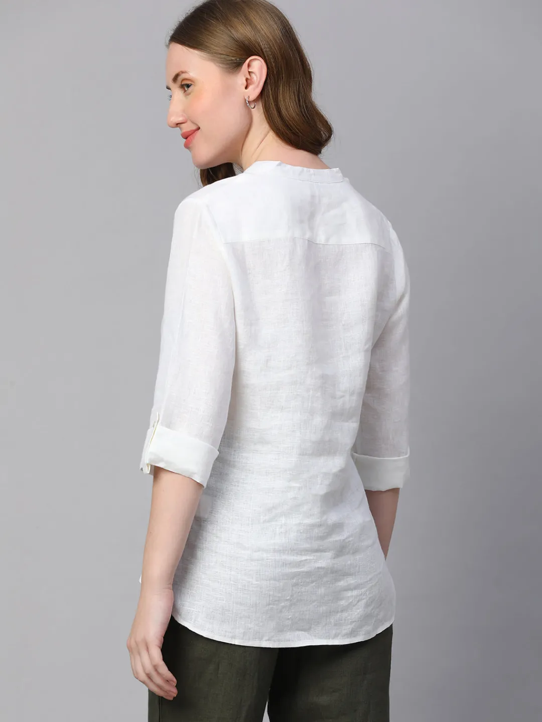 Women Cottonworld Tops & Shirts | Tops & Shirts^Women's 100% Linen Regular Fit Blouse