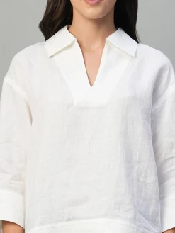 Women Cottonworld Tops & Shirts | Tops & Shirts^Women's 100% Linen Regular Fit Blouse