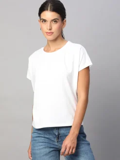 Women Cottonworld Women | Regular Fit^Women's Cotton Bamboo Elastane Regular Fit Tshirt
