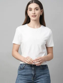 Women Cottonworld Round Neck | Regular Fit^Women's Cotton Elastane Regular Fit Tshirt