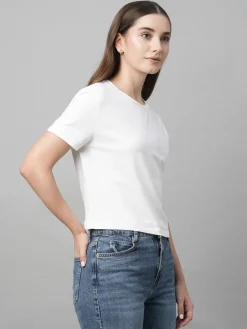 Women Cottonworld Round Neck | Regular Fit^Women's Cotton Elastane Regular Fit Tshirt