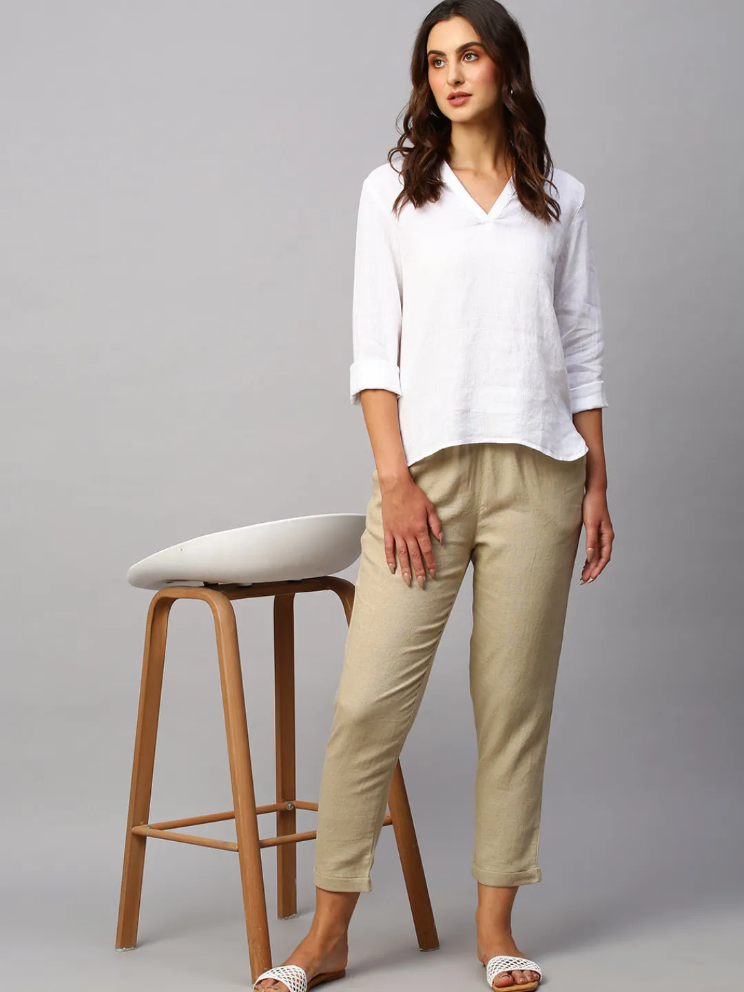 Women Cottonworld Tops & Shirts | Tops & Shirts^Women's Cotton Linen Regular Fit Blouse
