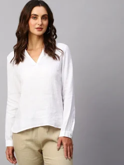 Women Cottonworld Tops & Shirts | Tops & Shirts^Women's Cotton Linen Regular Fit Blouse