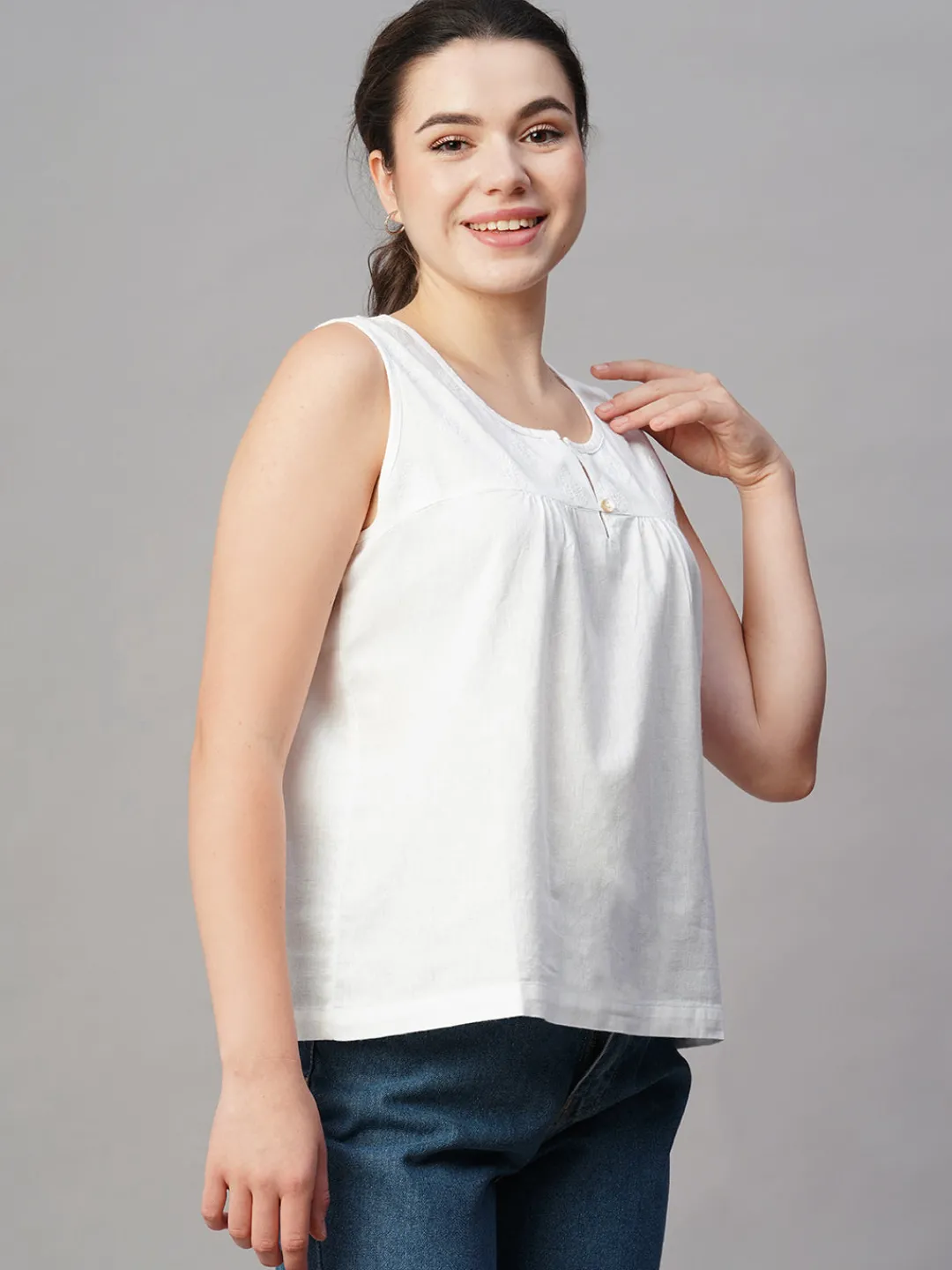 Women Cottonworld Tops & Shirts | Tops & Shirts^Women's Cotton Linen Regular Fit Blouse