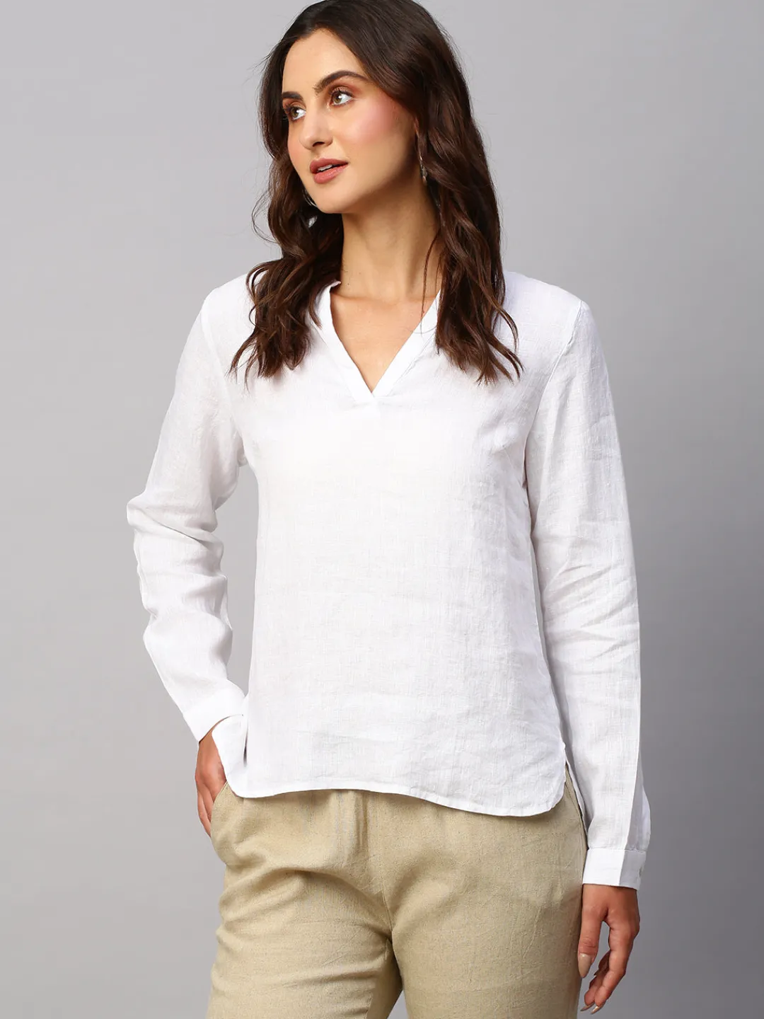 Women Cottonworld Tops & Shirts | Tops & Shirts^Women's Cotton Linen Regular Fit Blouse