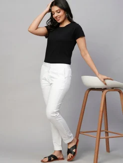 Women Cottonworld Trousers^Women's Cotton Lycra Slim Fit Pant