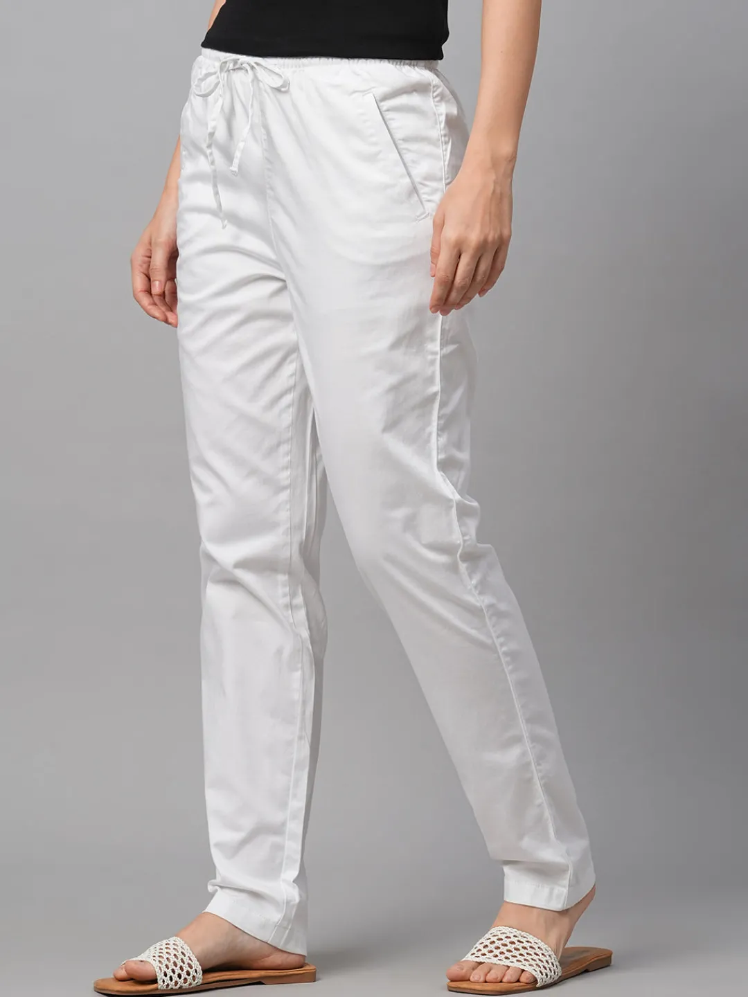 Women Cottonworld Trousers^Women's Cotton Lycra Regular Fit Pant