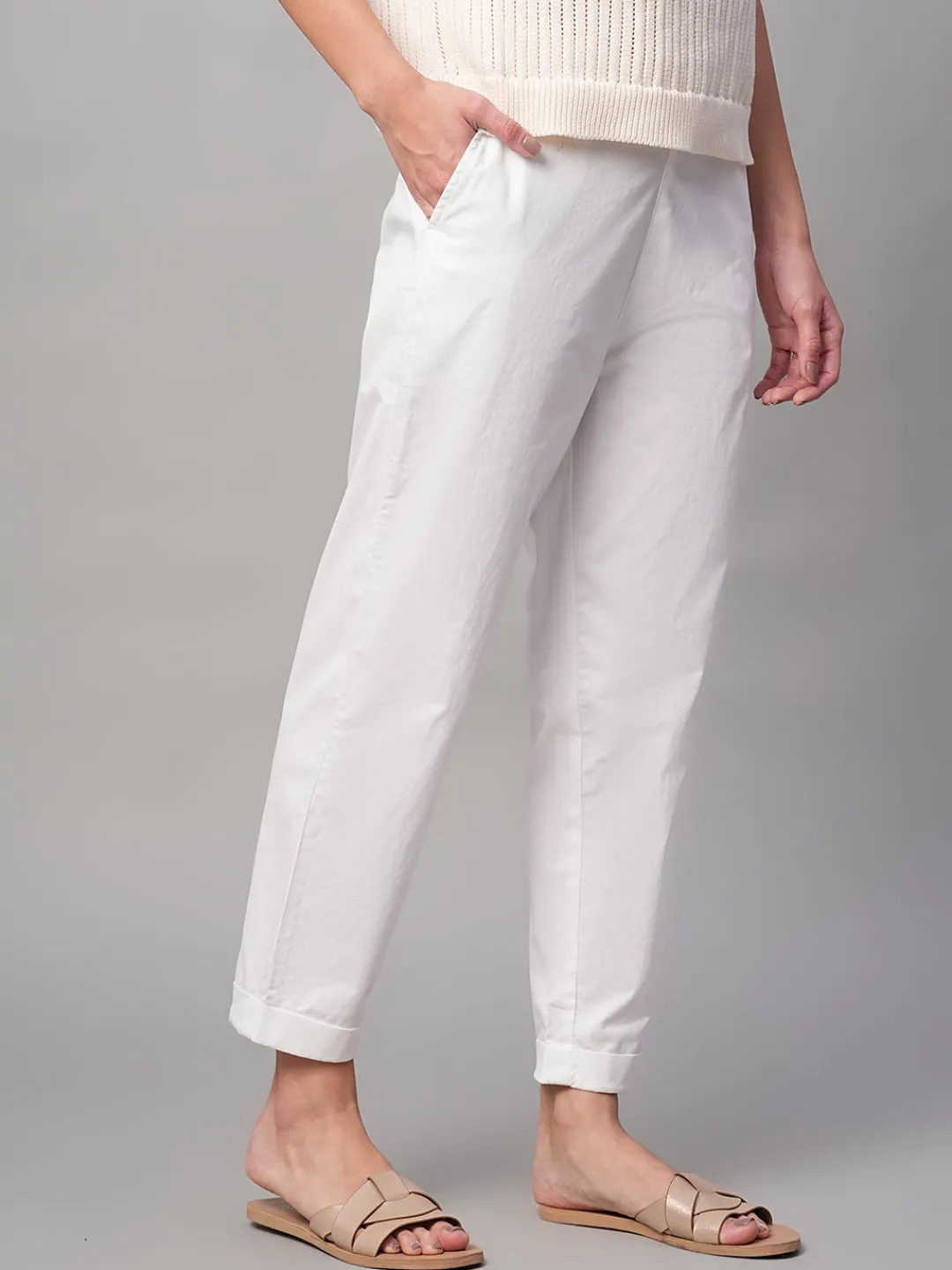 Women Cottonworld Trousers^Women's Cotton Lycra Regular Fit Pant