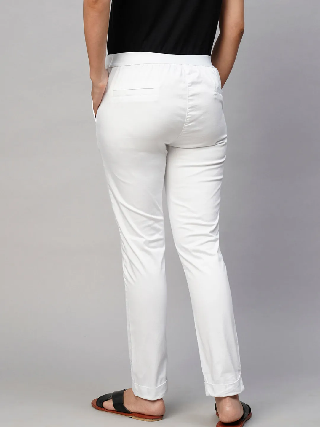 Women Cottonworld Trousers^Women's Cotton Lycra Slim Fit Pant