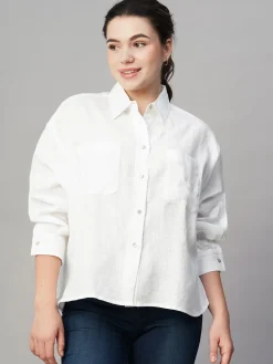 Women Cottonworld Tops & Shirts | Tops & Shirts^Women's Linen Boxy Fit Blouse