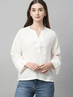 Women Cottonworld Tops & Shirts | Tops & Shirts^Women's Linen Boxy Fit Blouse