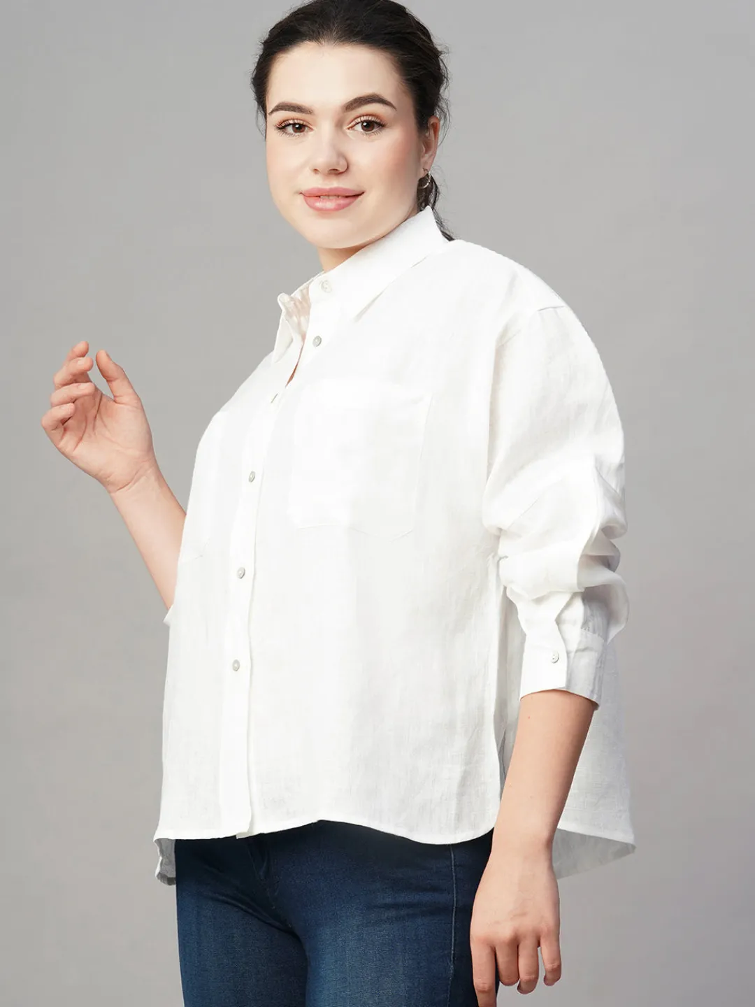 Women Cottonworld Tops & Shirts | Tops & Shirts^Women's Linen Boxy Fit Blouse