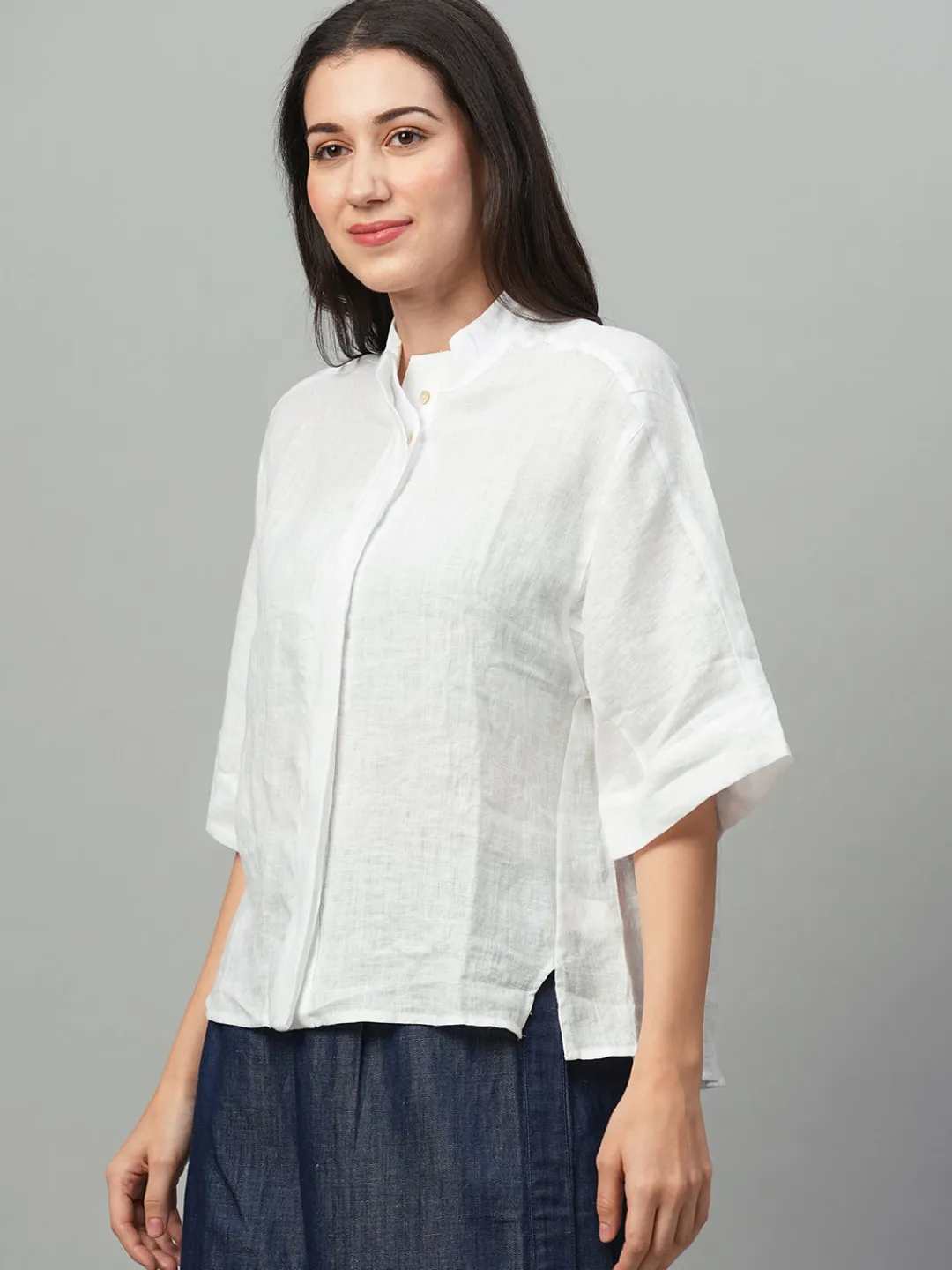 Women Cottonworld Tops & Shirts | Tops & Shirts^Women's Linen Boxy Fit Blouse