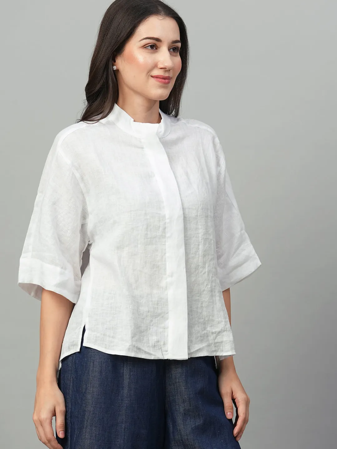Women Cottonworld Tops & Shirts | Tops & Shirts^Women's Linen Boxy Fit Blouse