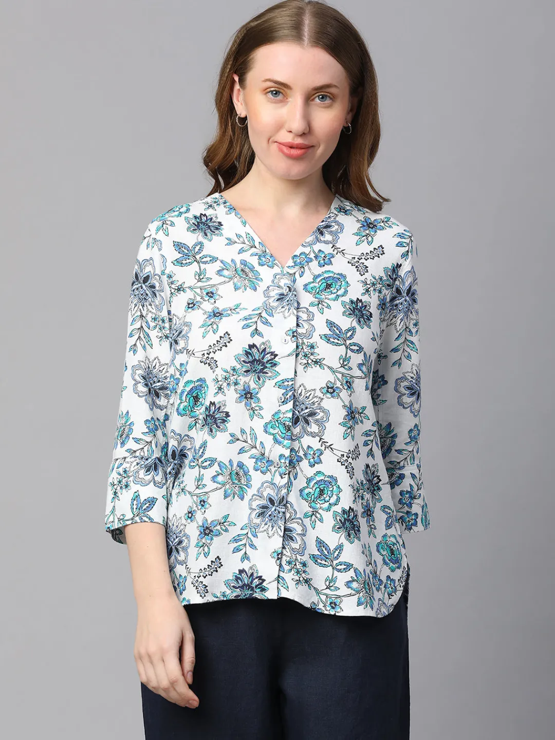 Women Cottonworld Tops & Shirts | Tops & Shirts^Women's Linen Cotton Regular Fit Blouse