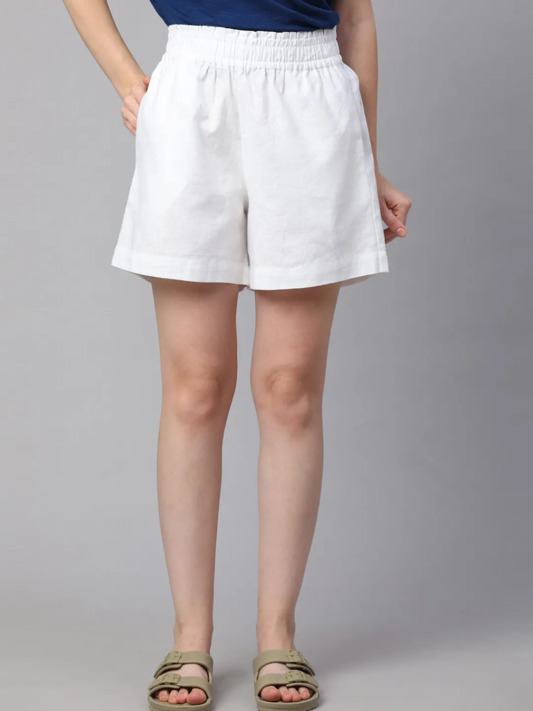 Women Cottonworld Shorts | Shorts^Women's Linen Cotton Regular Fit Shorts