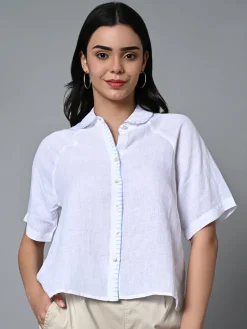 Women Cottonworld Tops & Shirts | Tops & Shirts^Women's Linen Excel Regular Fit Blouse