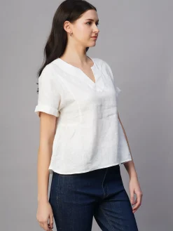 Women Cottonworld Tops & Shirts | Tops & Shirts^Women's Linen Excel Regular Fit Blouse