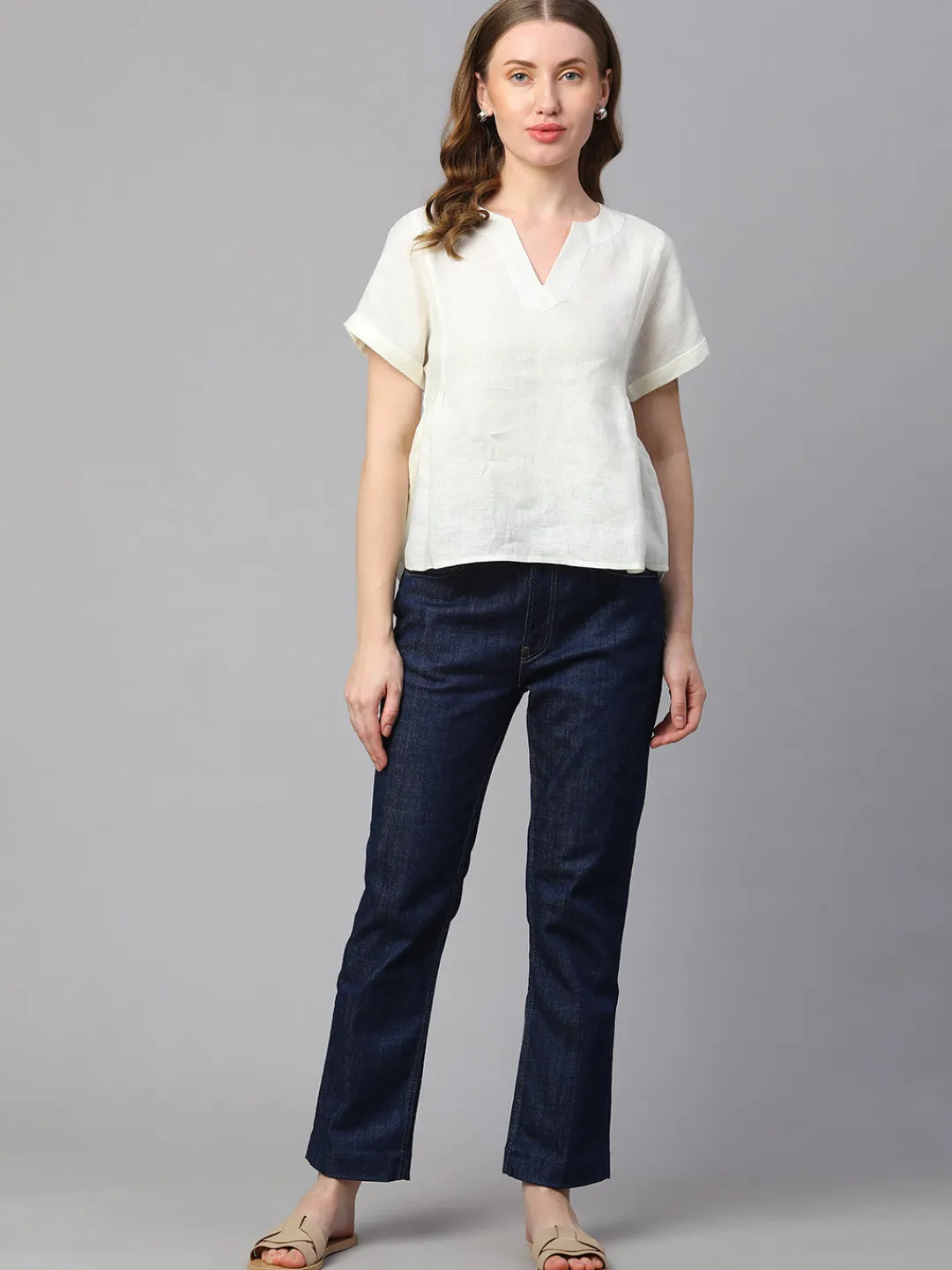 Women Cottonworld Tops & Shirts | Tops & Shirts^Women's Linen Regular Fit Blouse