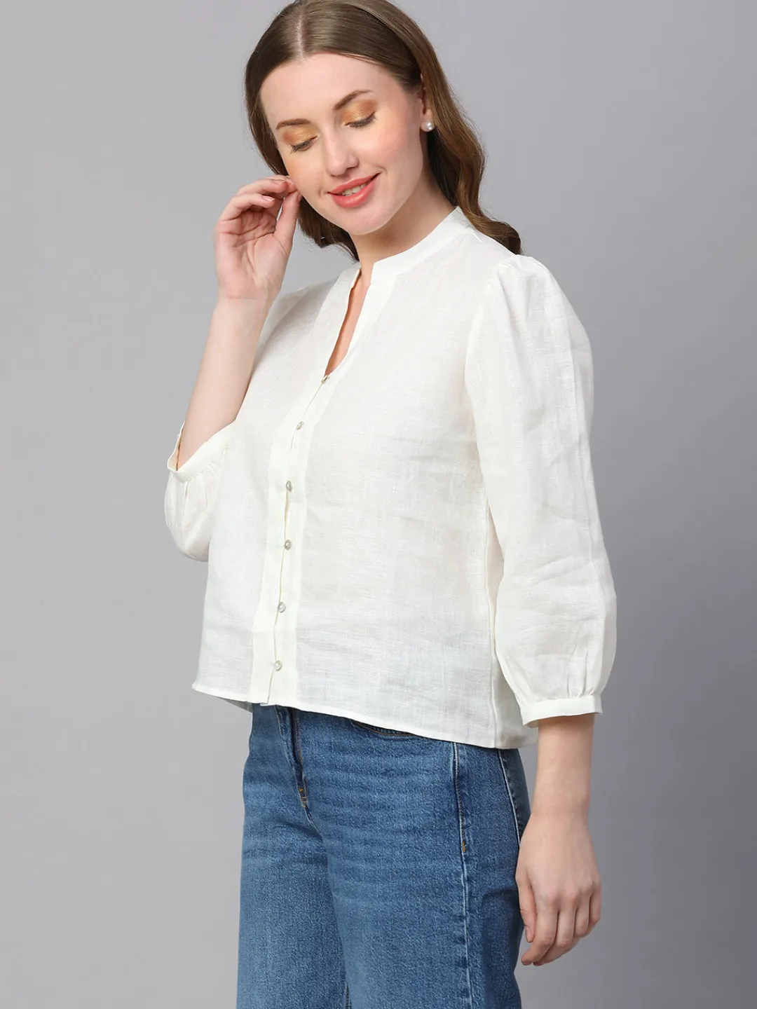 Women Cottonworld Tops & Shirts | Tops & Shirts^Women's Linen Regular Fit Blouse
