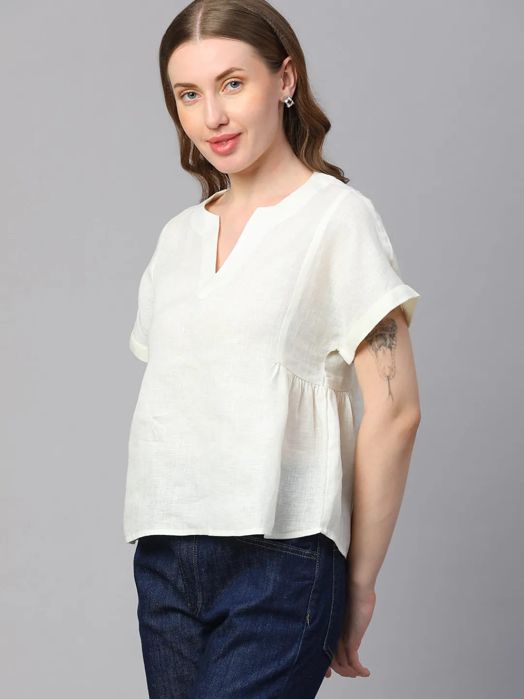 Women Cottonworld Tops & Shirts | Tops & Shirts^Women's Linen Regular Fit Blouse