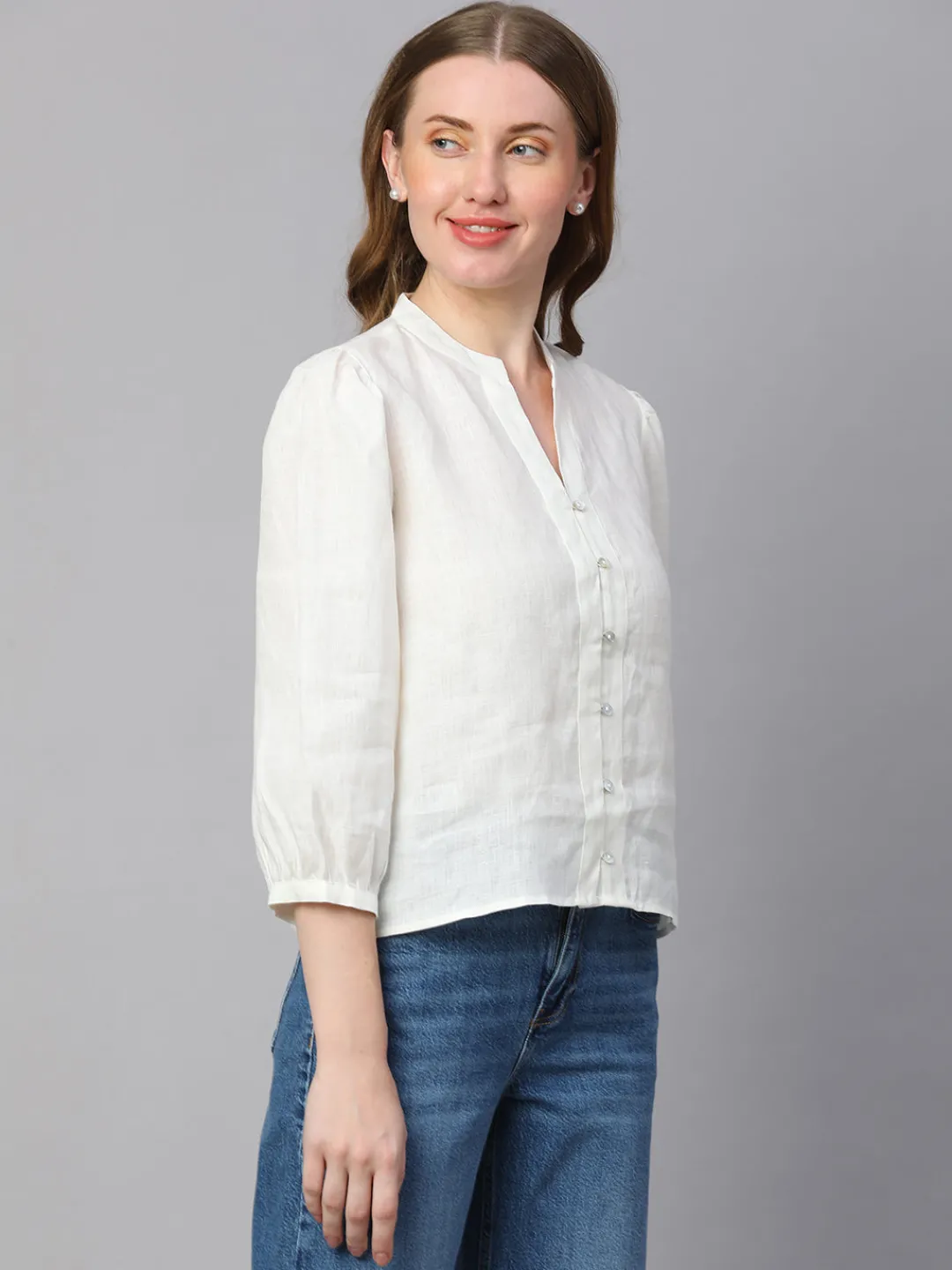 Women Cottonworld Tops & Shirts | Tops & Shirts^Women's Linen Regular Fit Blouse