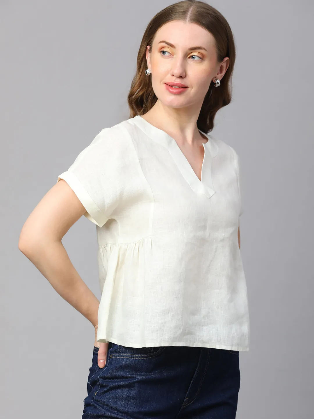 Women Cottonworld Tops & Shirts | Tops & Shirts^Women's Linen Regular Fit Blouse