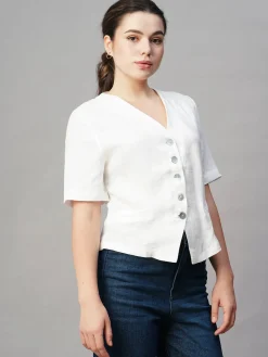 Women Cottonworld Tops & Shirts | Tops & Shirts^Women's Linen Regular Fit Blouse
