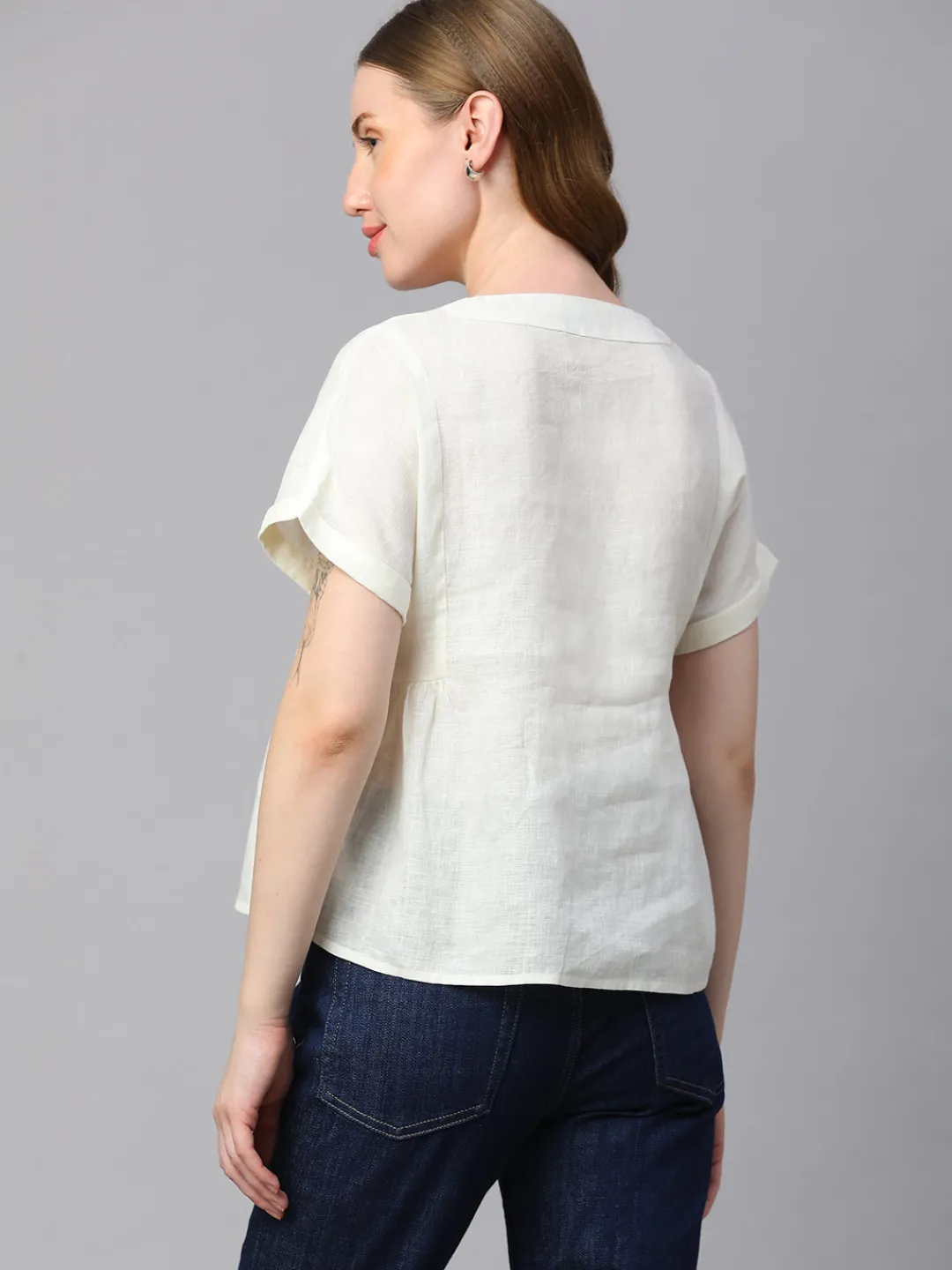 Women Cottonworld Tops & Shirts | Tops & Shirts^Women's Linen Regular Fit Blouse