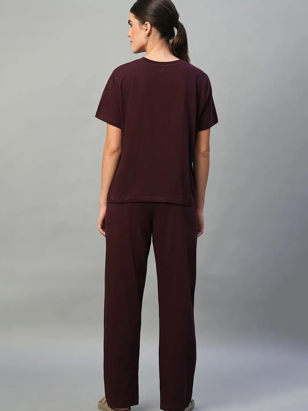 Women Cottonworld Loungewear^Women's 100% Cotton Regular Fit Knit Tshirt-Pyjama Set