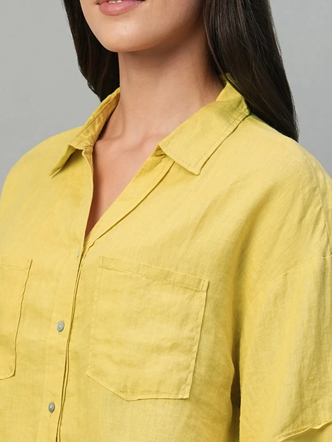 Women Cottonworld Tops & Shirts | Tops & Shirts^Women's 100% Linen Boxy Fit Blouse