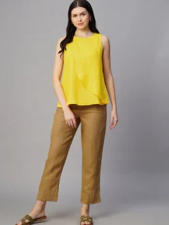 Women Cottonworld Tops & Shirts | Tops & Shirts^Women's 100% Linen Regular Fit Blouse