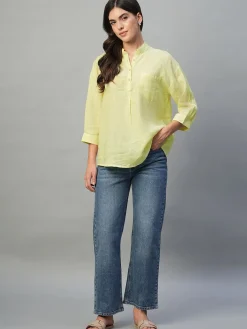 Women Cottonworld Tops & Shirts | Tops & Shirts^Women's 100% Linen Regular Fit Blouse