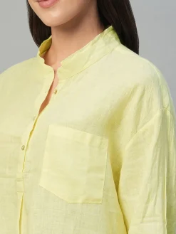 Women Cottonworld Tops & Shirts | Tops & Shirts^Women's 100% Linen Regular Fit Blouse