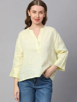 Women Cottonworld Tops & Shirts | Tops & Shirts^Women's Linen Boxy Fit Blouse