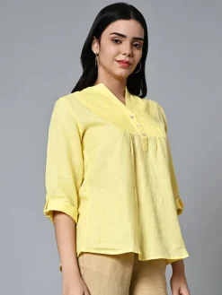 Women Cottonworld Tops & Shirts | Tops & Shirts^Women's Linen Excel Regular Fit Blouse